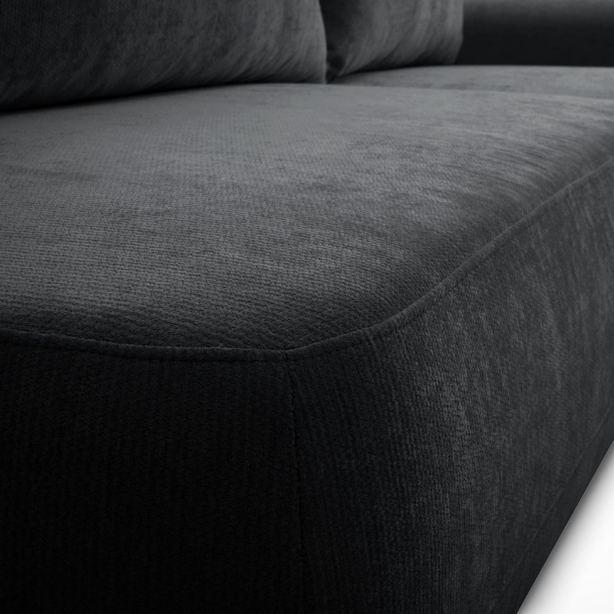 ECKSOFA GOYA mit Schlaffunktion und Bettkasten, Rechte, Perfect Harmony 90 - Graphitfarben, Textil (302/184cm) - Lookway