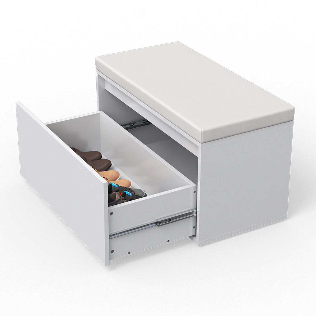 SCHUHBANK Iker Weiß 80 x 45 cm - Weiß, Holzwerkstoff (80/45/39cm) - Vicco