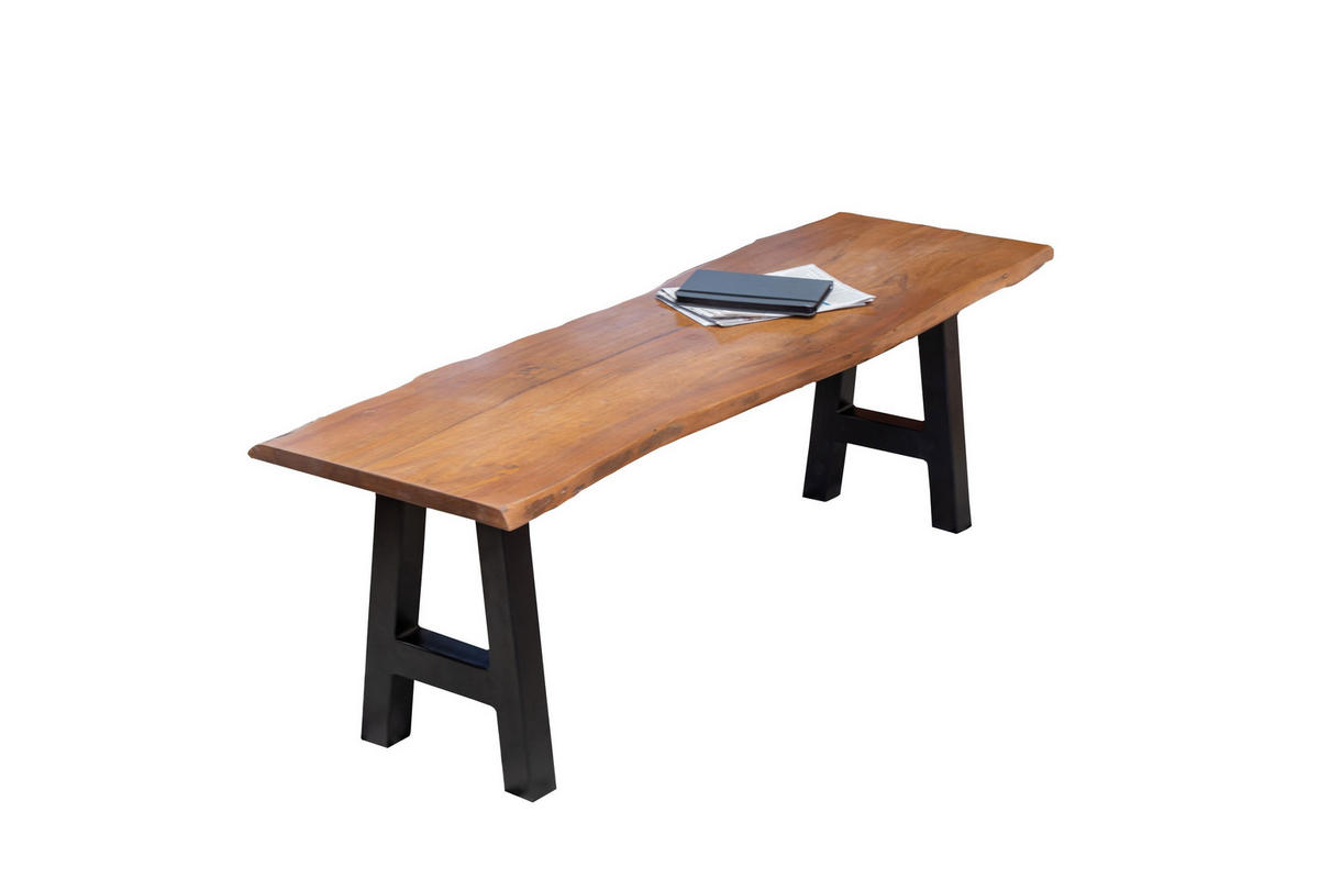 SITZBANK NOAH - Schwarz/Braun, Holz/Metall (220/45/42cm) - SAM