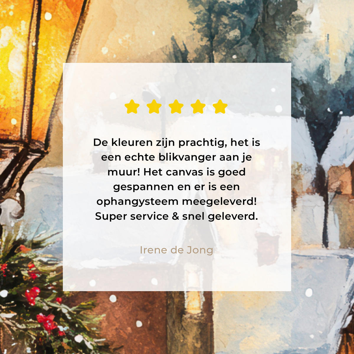 LEINWANDBILD Weihnachtsdorf - Häuser - Schnee - Weihnachten Wandbild 40x30 cm - Sandfarben, Textil (40/30cm) - MuchoWow