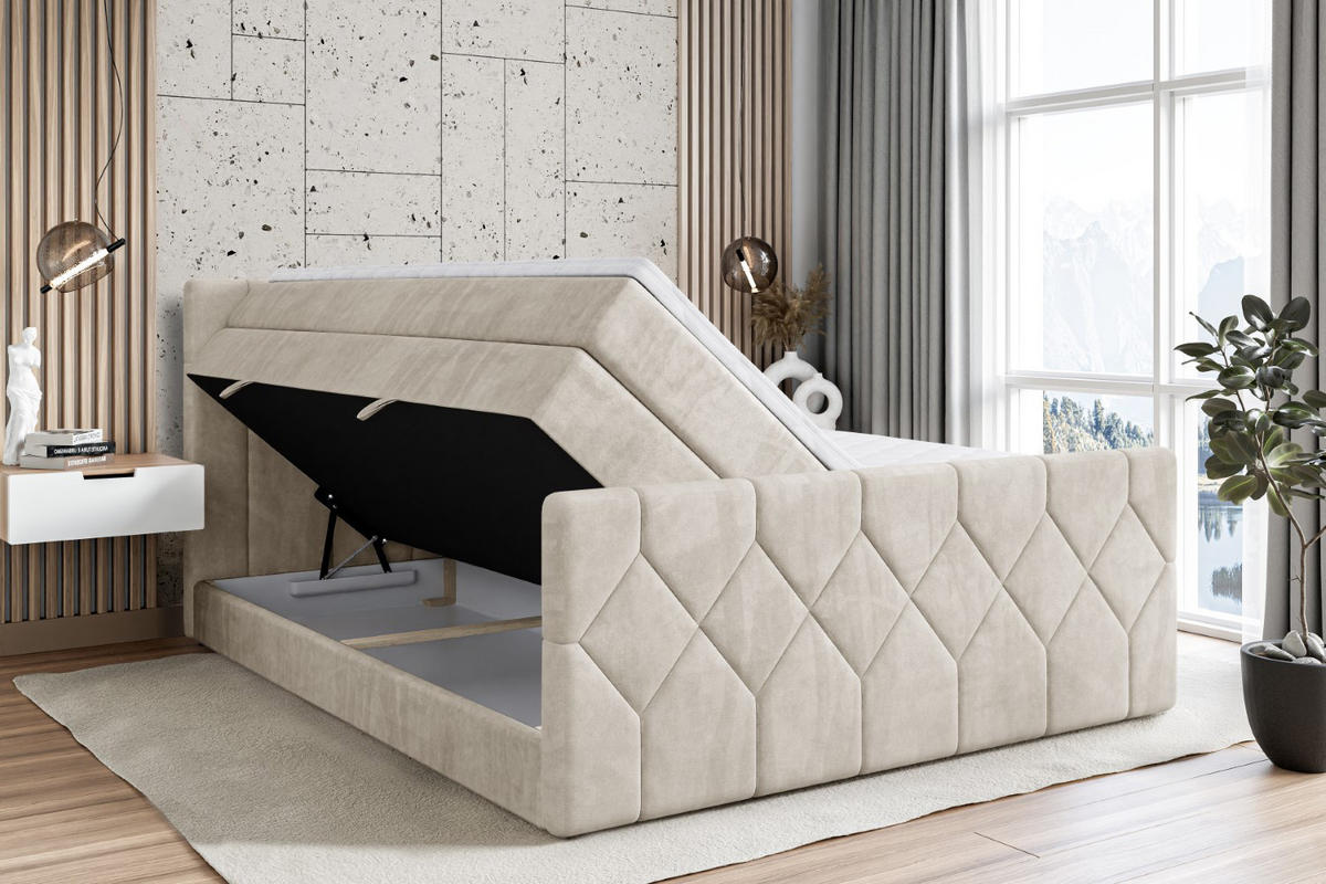 BOXSPRINGBETT CATOR-Z KING - 160x200 - H3/H4 - Creme - Creme, Holzwerkstoff (160/200cm) - ALTDECOR