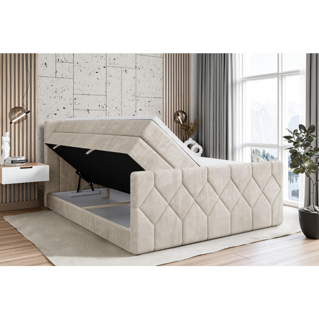 Thumbnail - Altdecor Boxspringbett, Creme, Holzwerkstoff, Höhe ca. 40 cm, 180x200 cm, Schlafzimmer, Betten, Boxspringbetten