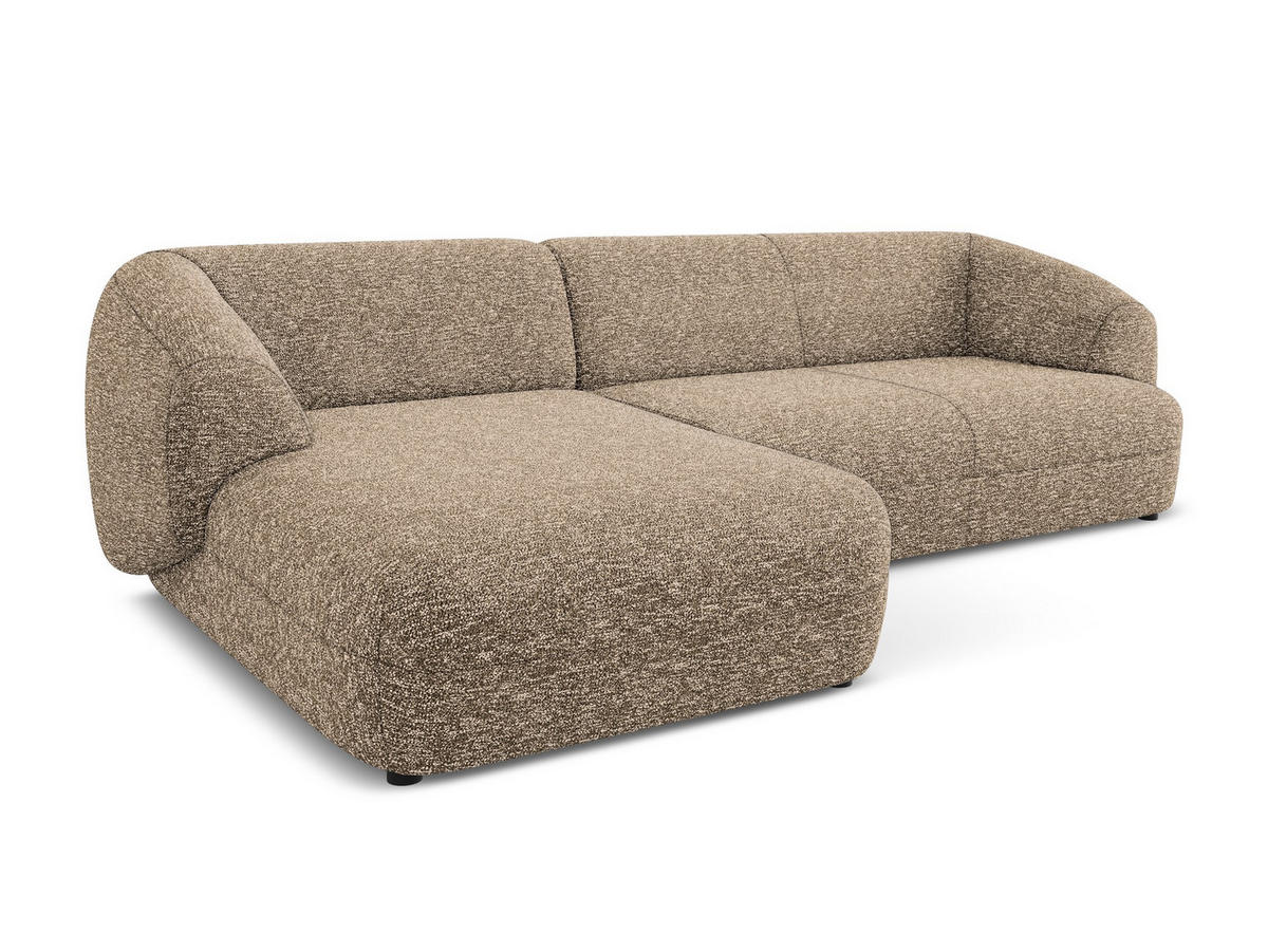 ECKSOFA links Strukturstoff Stoff Beige - Blau/Beige, Kunststoff/Textil (156/280cm) - Makamii