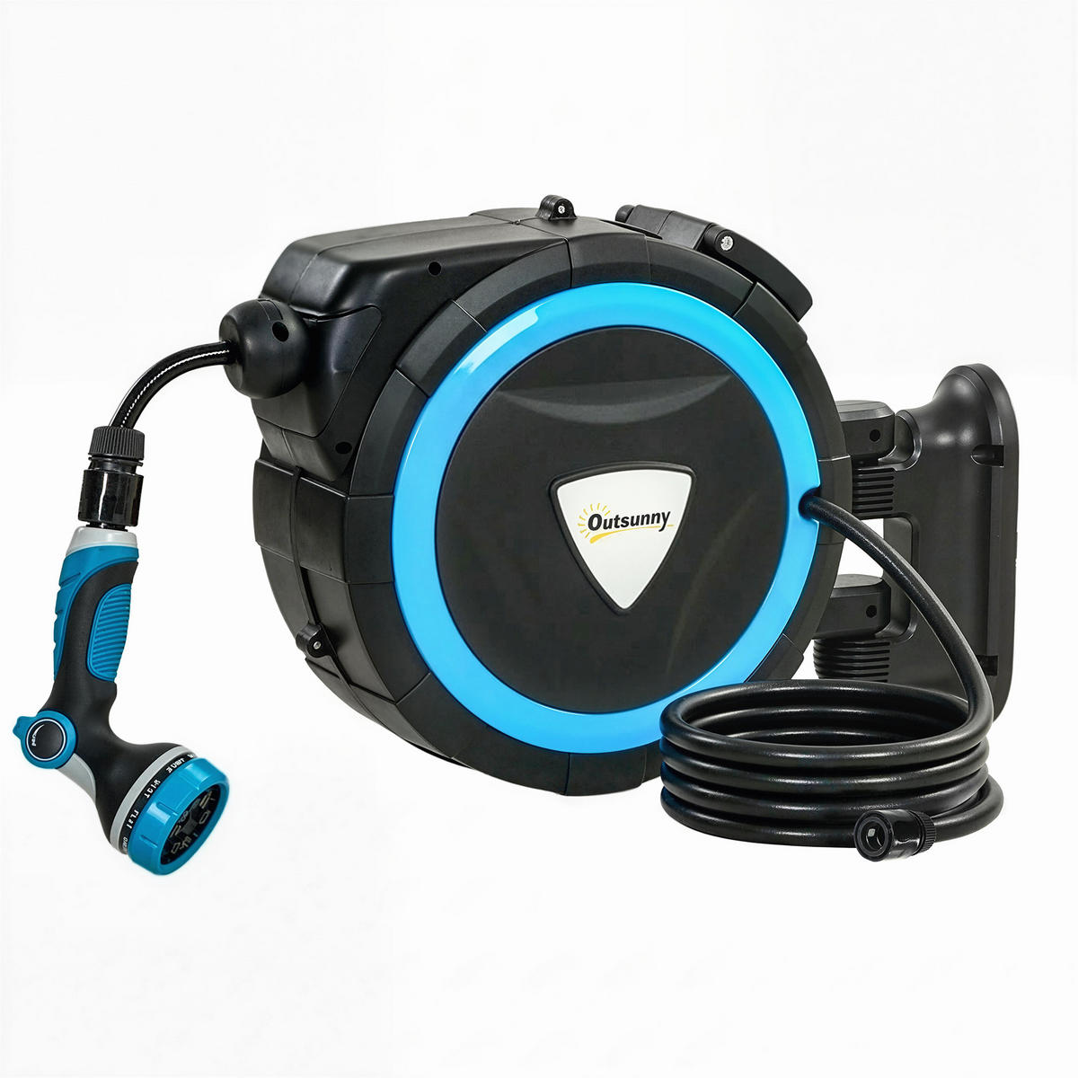 SCHLAUCHAUFROLLER DE-13868 15,5 m mit 12 Sprühmustern Blau - Blau, Kunststoff (15/37/49cm) - ComfortXL