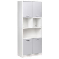 BÜCHERREGAL mit 4 Türen Grau/Weiß Zehna - Weiß/Grau, Holzwerkstoff (80/197/40cm) - Beliani