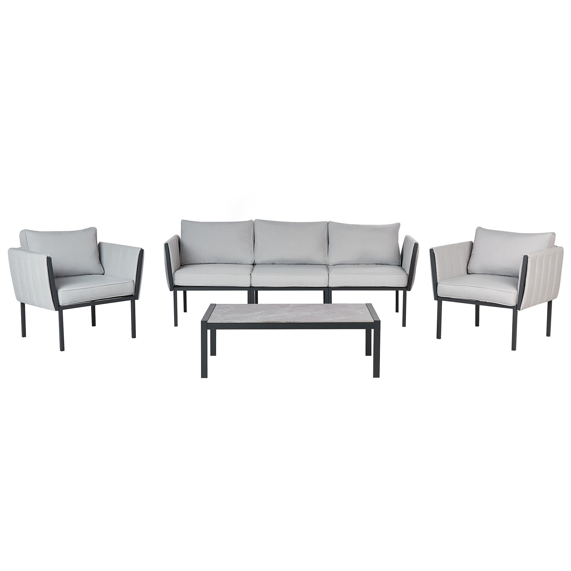 GARTENLOUNGE 5-Sitzer Grau Skala - Grau, Metall - Beliani