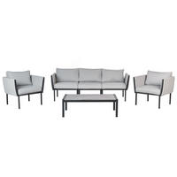 GARTENLOUNGE 5-Sitzer Grau Skala - Grau, Metall - Beliani