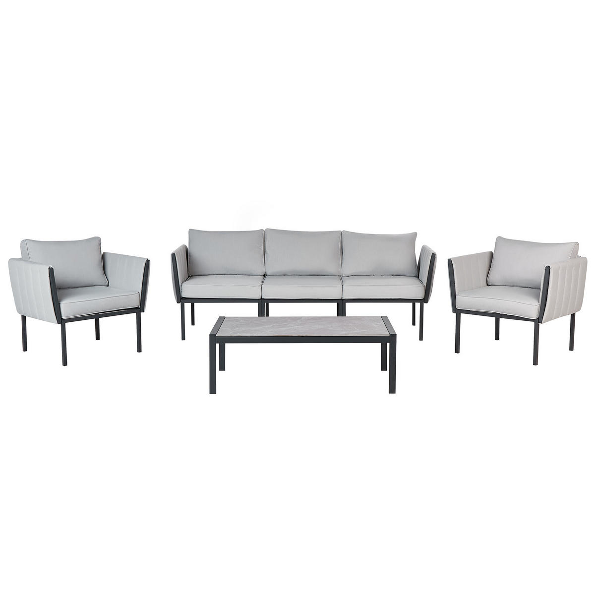 GARTENLOUNGE 5-Sitzer Grau Skala - Grau, Metall - Beliani