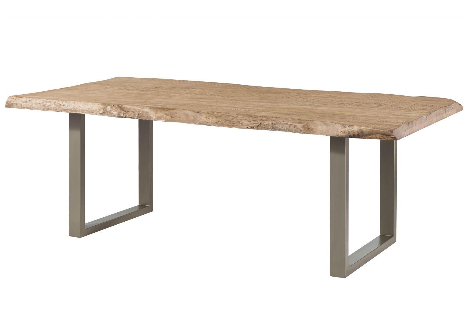 BAUMTISCH Mango 200x100x77 beige lackiert / U-Beine silber matt FREEFORM 5 - Beige, Holz (100/200/77cm) - Massivmoebel24
