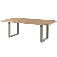 BAUMTISCH Mango 200x100x77 beige lackiert / U-Beine silber matt FREEFORM 5 - Beige, Holz (100/200/77cm) - Massivmoebel24