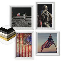 WANDBILDER 4er-Set - 50x50 cm & 40x60 cm Weißer Rahmen - Amerikanische Symbole, USA-Flagge - Weiß, Kunststoff (50/50cm) - ArtPrintCave