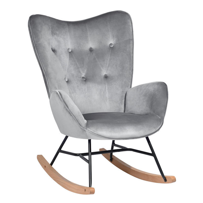 SCHAUKELSTUHL, Samt, Dunkelgrau - Dunkelgrau, Holz/Metall (53/98/85cm) - Meubles Cosy