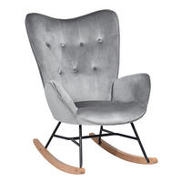 SCHAUKELSTUHL, Samt, Dunkelgrau - Dunkelgrau, Holz/Metall (53/98/85cm) - Meubles Cosy