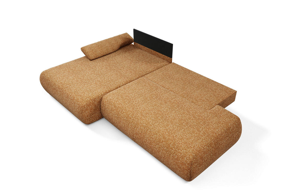 ECKSOFA DELTA L-S Braun Geflochtener Stoff mit Schlaffunktion - Braun, Holz (286/173.5cm) - MASSENO