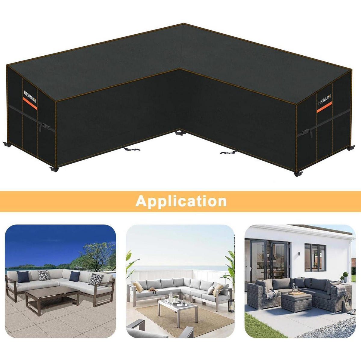 ABDECKHAUBE L-Form Lounge 270 x 270 x 100 cm Wasserdicht - Schwarz, Kunststoff (2/1/3cm)