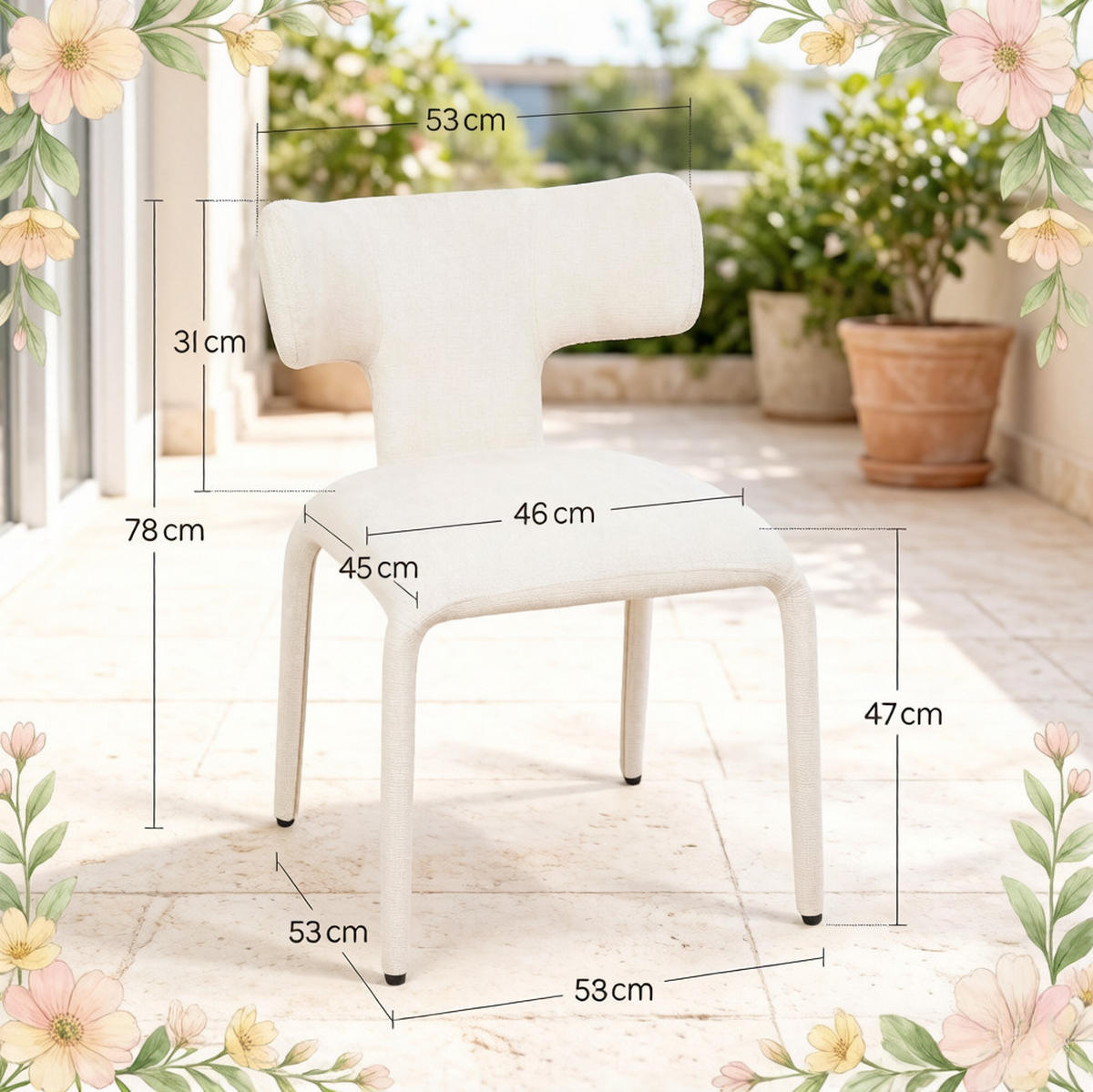 ESSSTUHL mit Rollen 53 x 53 x 78 cm 2er-Set Apricot Cream - Weiß, Metall (53/78/53cm) - Meubliv