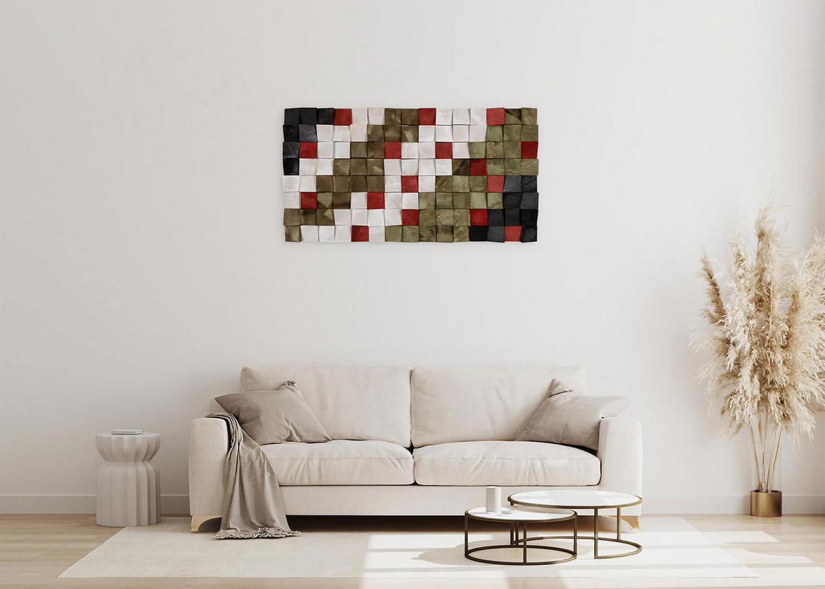 HOLZBILD Grün 102/55 cm - Weiß/Grün, Holz (6.5/55cm) - KUNSTLOFT