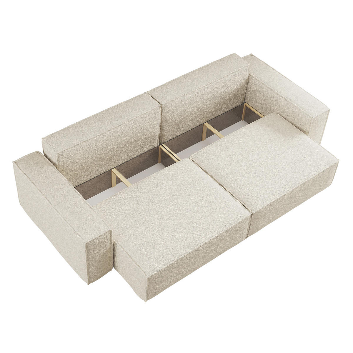 SCHLAFSOFA BEST mit Bettkasten Stoff Quelle Ecru - Ecru, Holz/Textil (246/83/98cm) - Kaiser Möbel