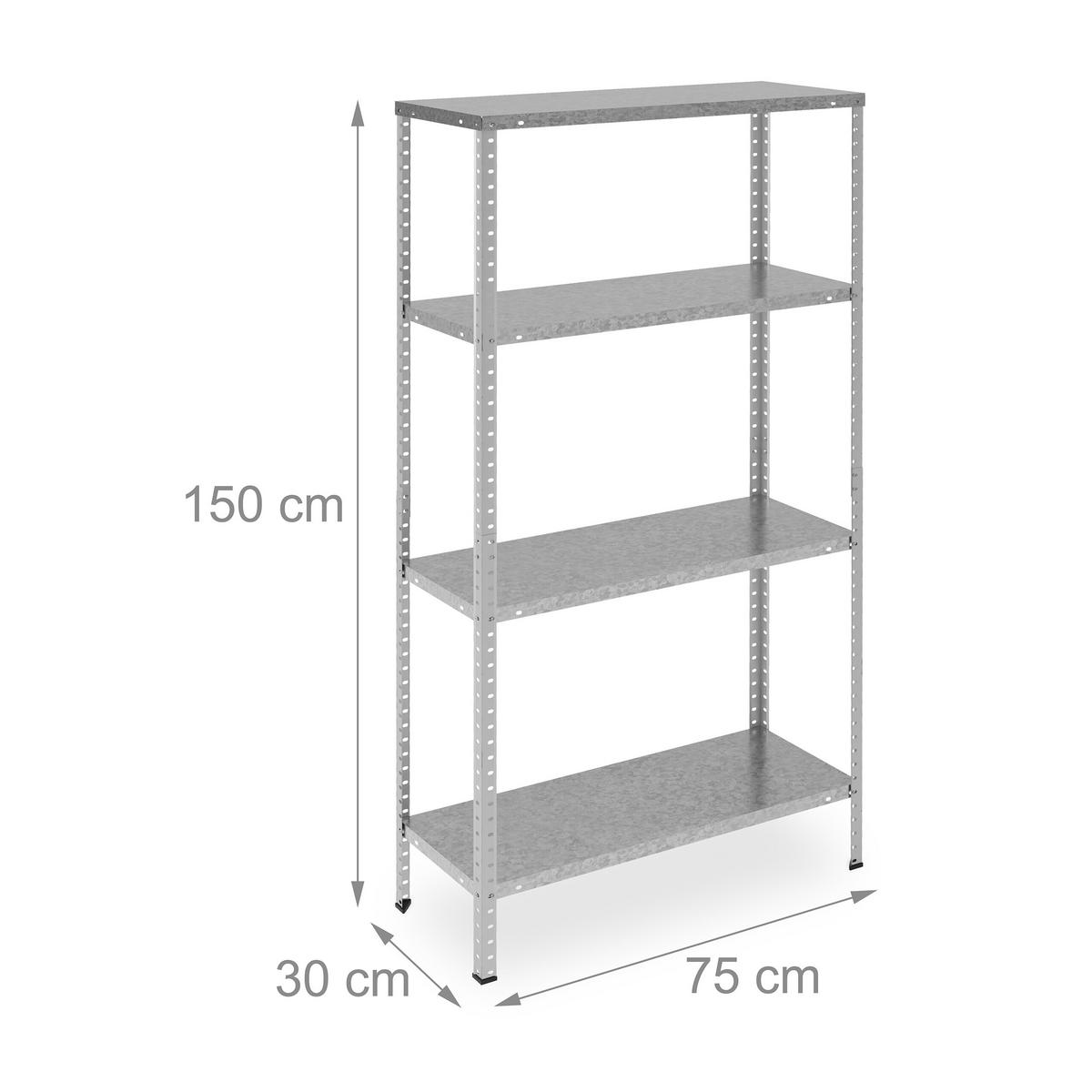 METALLREGAL - Silberfarben, Holzwerkstoff/Kunststoff (75/150/30cm) - Relaxdays