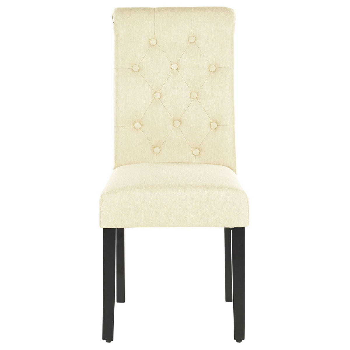 STUHL 2er-Set Polsterbezug Beige Velva - Beige/Schwarz, Holz/Textil (46/98/48cm) - Beliani