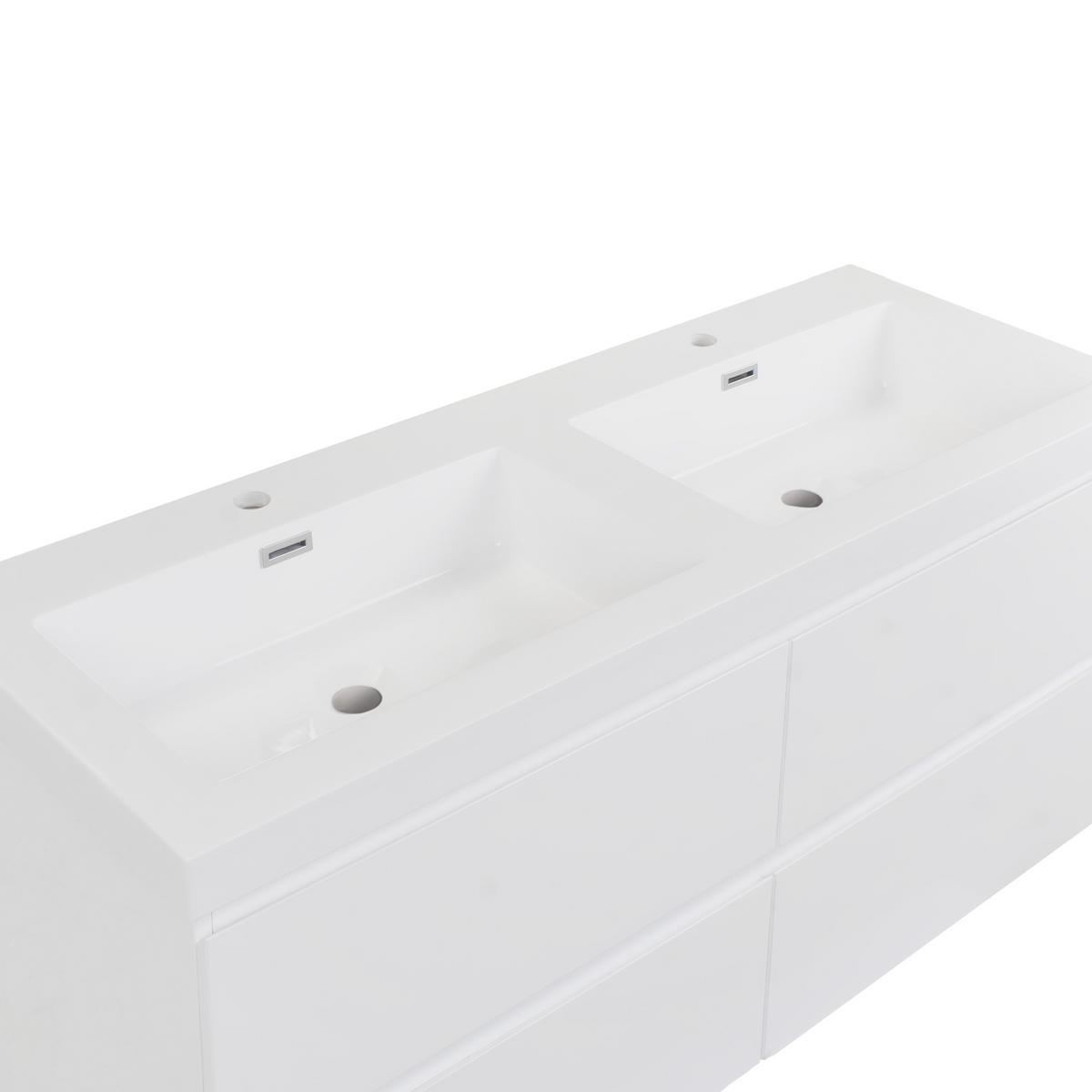DULAP SUB LAVOAR montat pe perete cu lavoar dublu alb Cardiel - alb, compozit lemnos (120/52/46cm) - Beliani