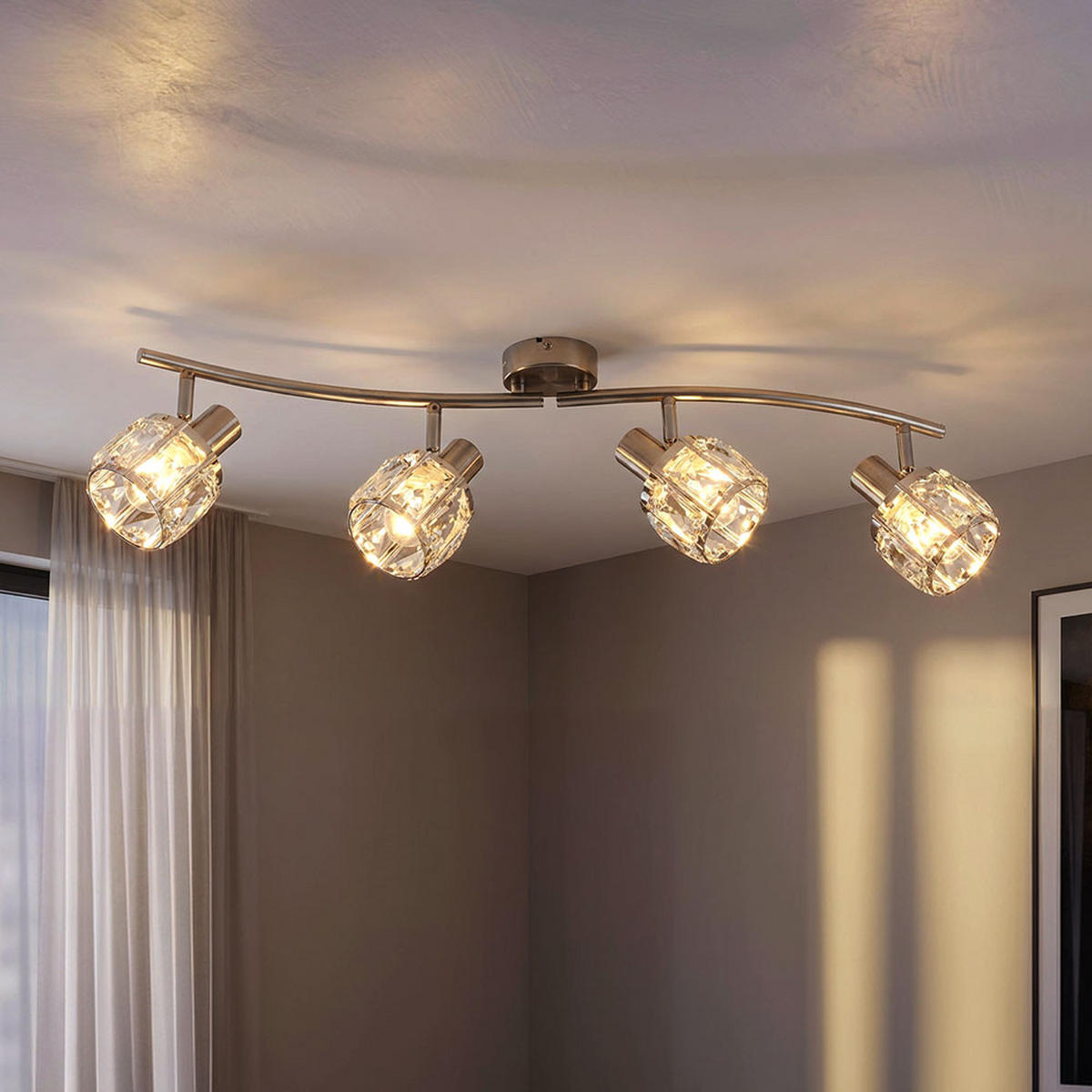 DECKENLEUCHTE Metall Silber Kristall - Silberfarben, Metall (70/31.5/18cm) - Globo Lighting