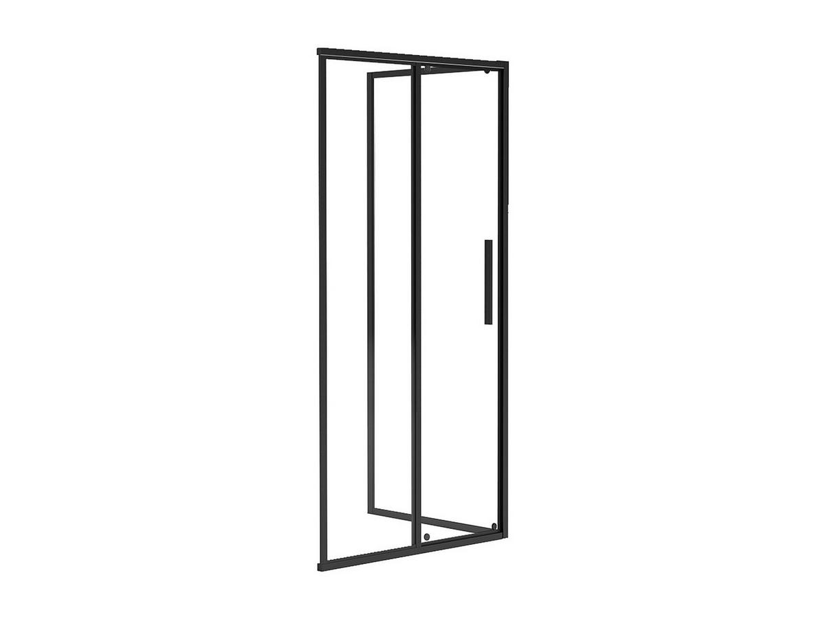 DUSCHTRENNWAND Seitenwand mit Schiebetür - Schwarz matt - Industrial Style - 140 x 80 x 195 cm - TORONI - Schwarz, Metall (140/195cm) - Vente-Unique