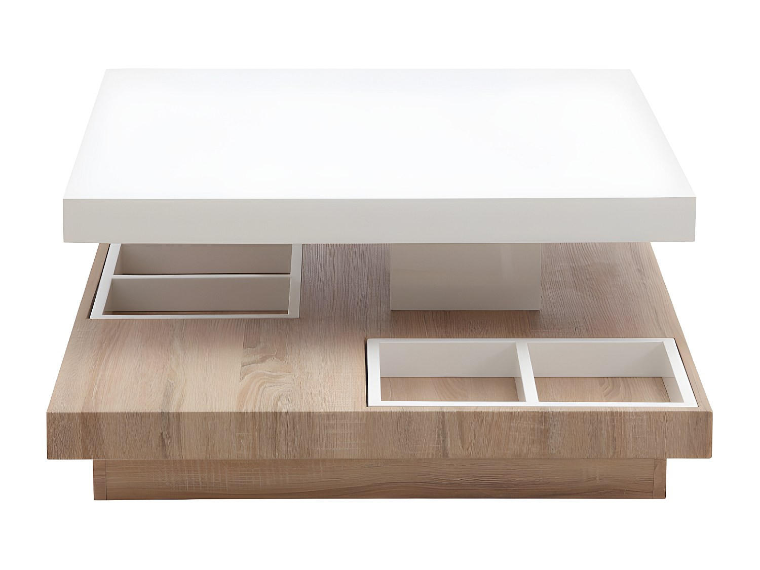 COUCHTISCH - 80 cm x 80 cm - Holz, Platte - Naturfarben Hell, Weiß - FAUSTO - Naturfarben/Weiß, Holz (80/80/34cm) - Vente-Unique