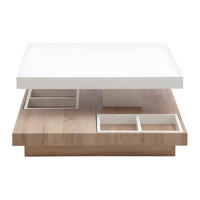 COUCHTISCH - 80 cm x 80 cm - Holz, Platte - Naturfarben Hell, Weiß - FAUSTO - Naturfarben/Weiß, Holz (80/80/34cm) - Vente-Unique