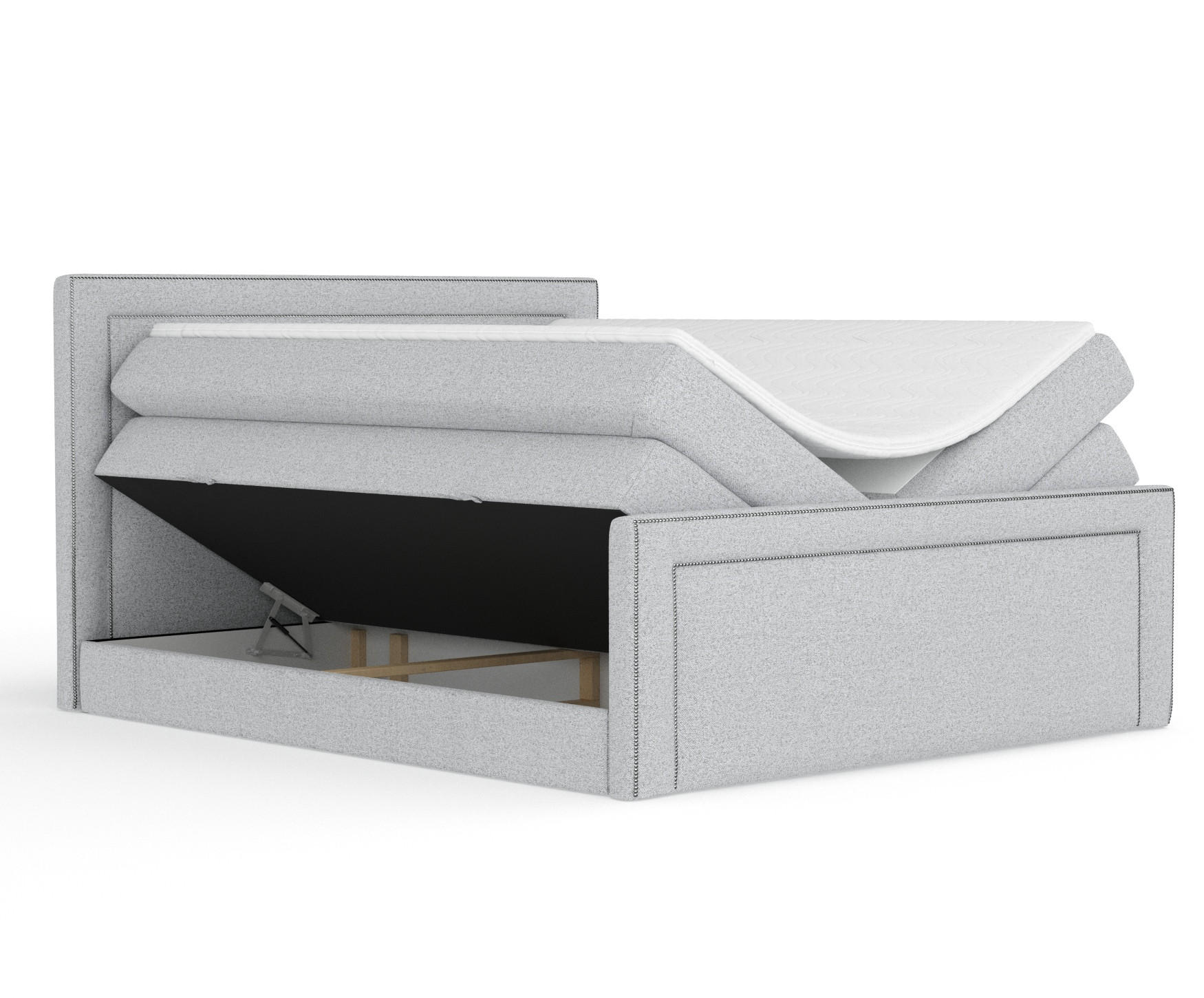 BOXSPRINGBETT Luxora Hellgrau 200/200 cm - Hellgrau/Schwarz, Holz/Holzwerkstoff (200/200cm) - Maison de Reve