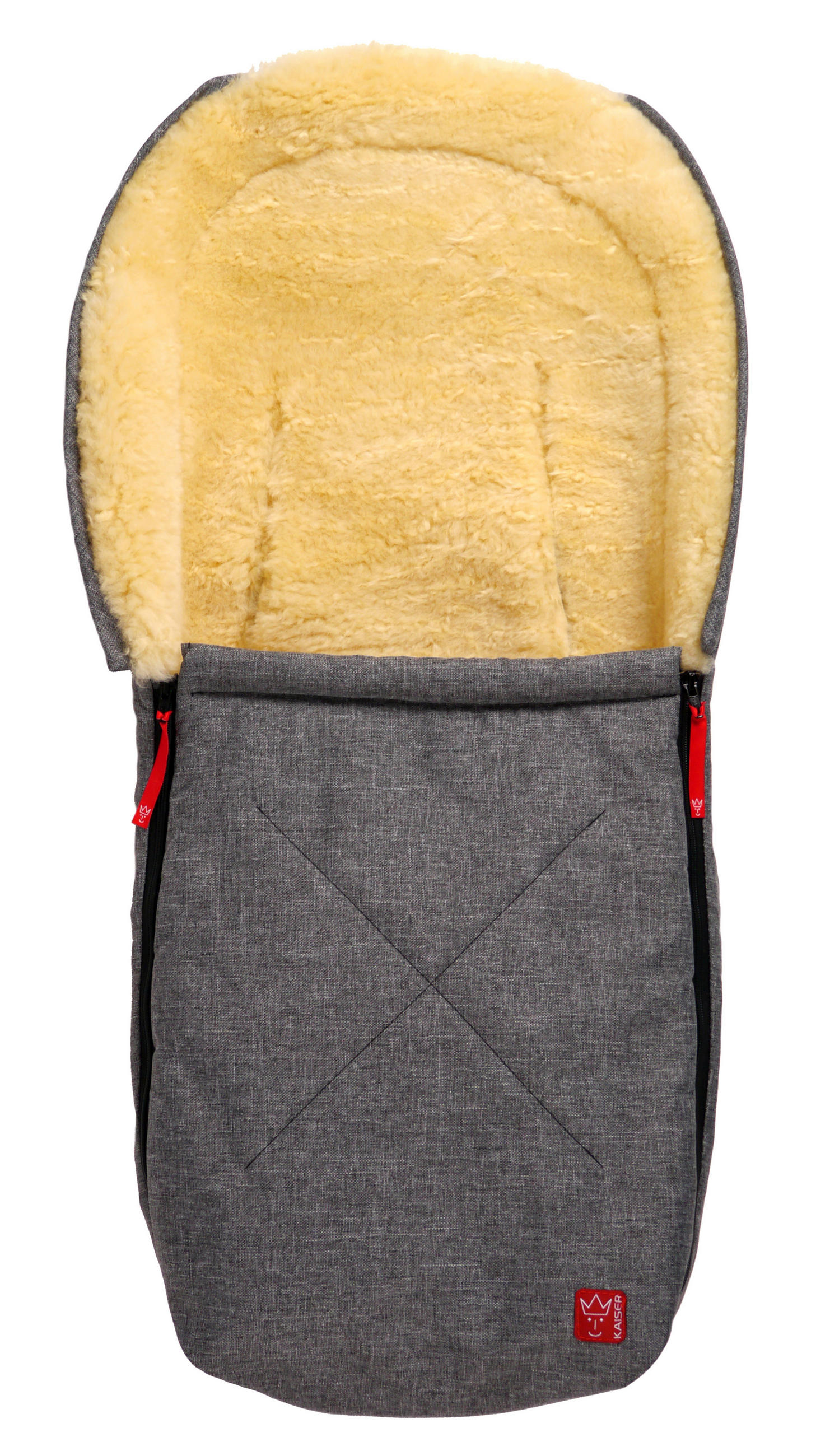 Kaiserbaby Lammfell-Babyschalenfusssack Dunkelgrau 37x7x80 cm