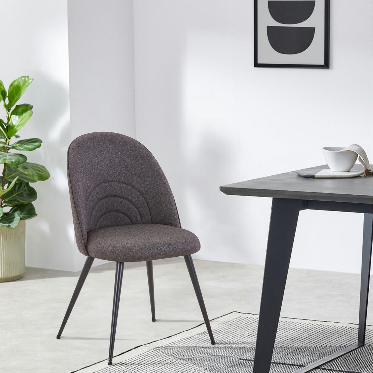 ESSZIMMERSTUHL ANITA 2er Set Stoff Dunkelgrau - Dunkelgrau, Textil - SVITA