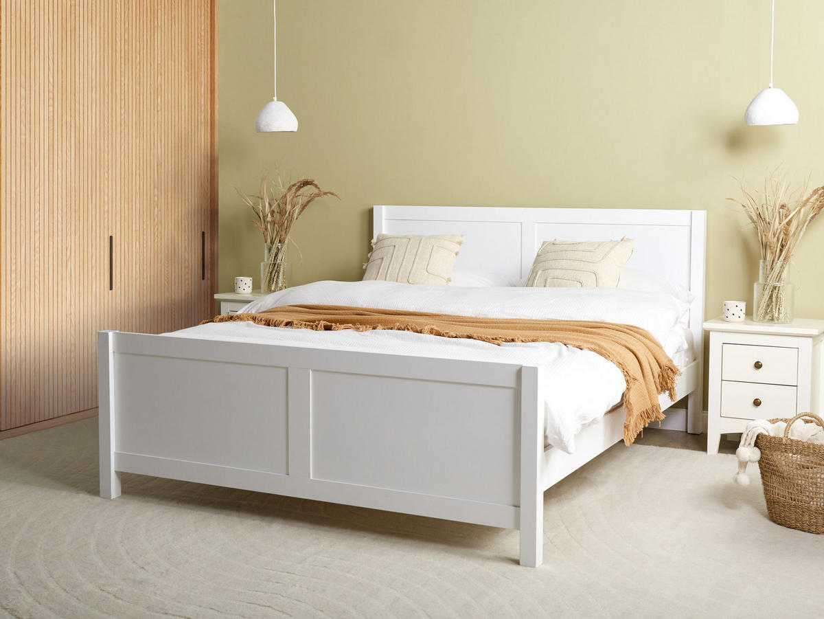 BETT mit Lattenrost 160x200 cm Weiß Champagnat - Weiß, Holz (160/200cm) - Beliani