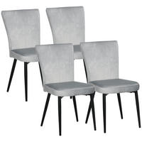 ESSZIMMERSTUHL, 4er-Set Küchenstühle, Essstuhl mit Rückenlehne, Samtoptik Grau - Grau, Kunststoff (65/87/46cm) - HOMCOM