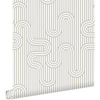 TAPETE grafische Linien 50 x 900 cm - Grau, Papier (50/900cm) - ESTAhome