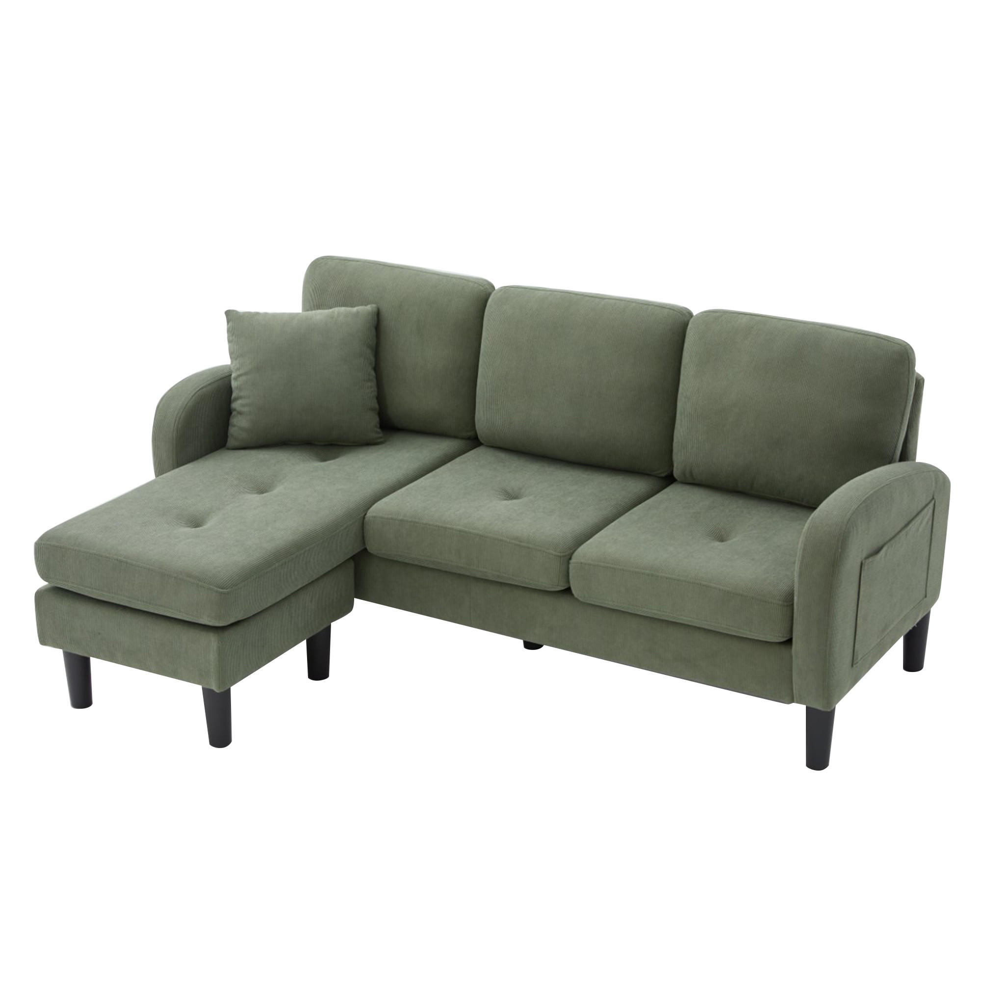 ECKSOFA 166/118/77 cm Grün mit Chaiselongue - Grün, Textil (166/118cm) - Oxeza