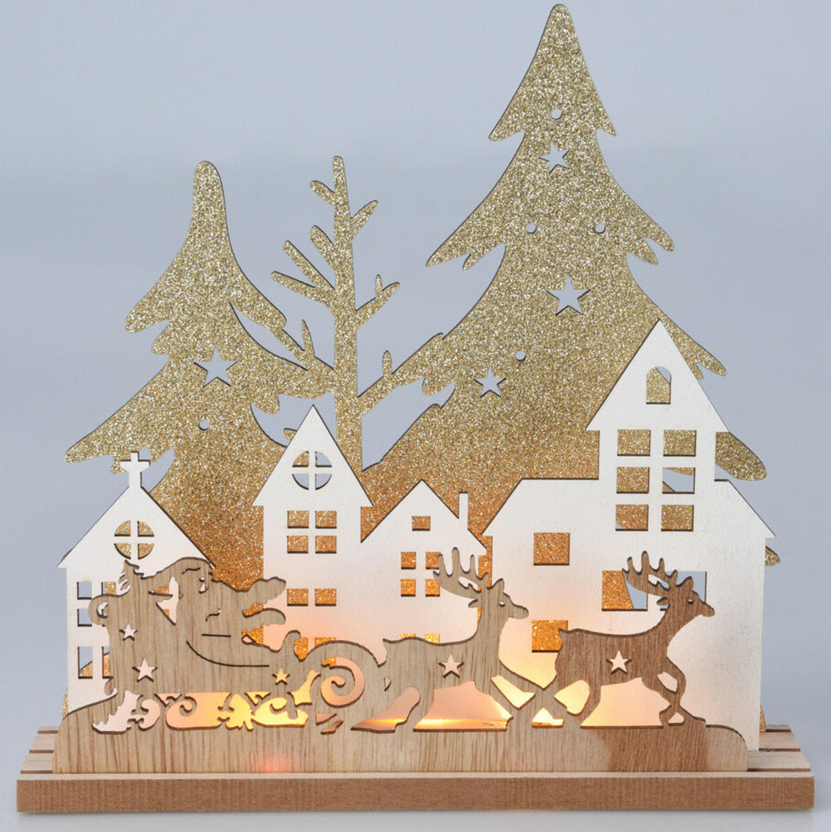 LED-TISCHLAMPE Weihnachten 20 cm - Hellbraun, Holz (19/4.5/20cm) - Home Styling Collection