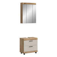 BADEZIMMER auf Rollen Vento 3-tlg. (B/H/T: ca. 60/191/34 cm) in Evoke Oak /- - Eichefarben, Holzwerkstoff (60/191/34cm)