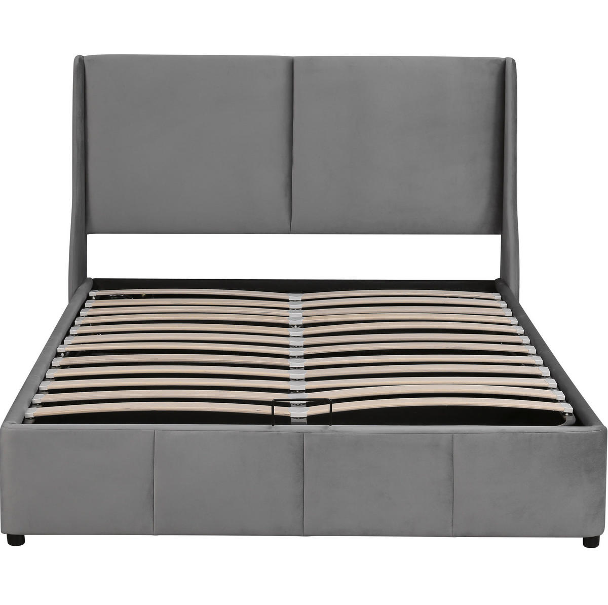 BETT mit Stauraum 140x200 cm Samt Gray - Grau, Metall (140/200cm) - Meubliv