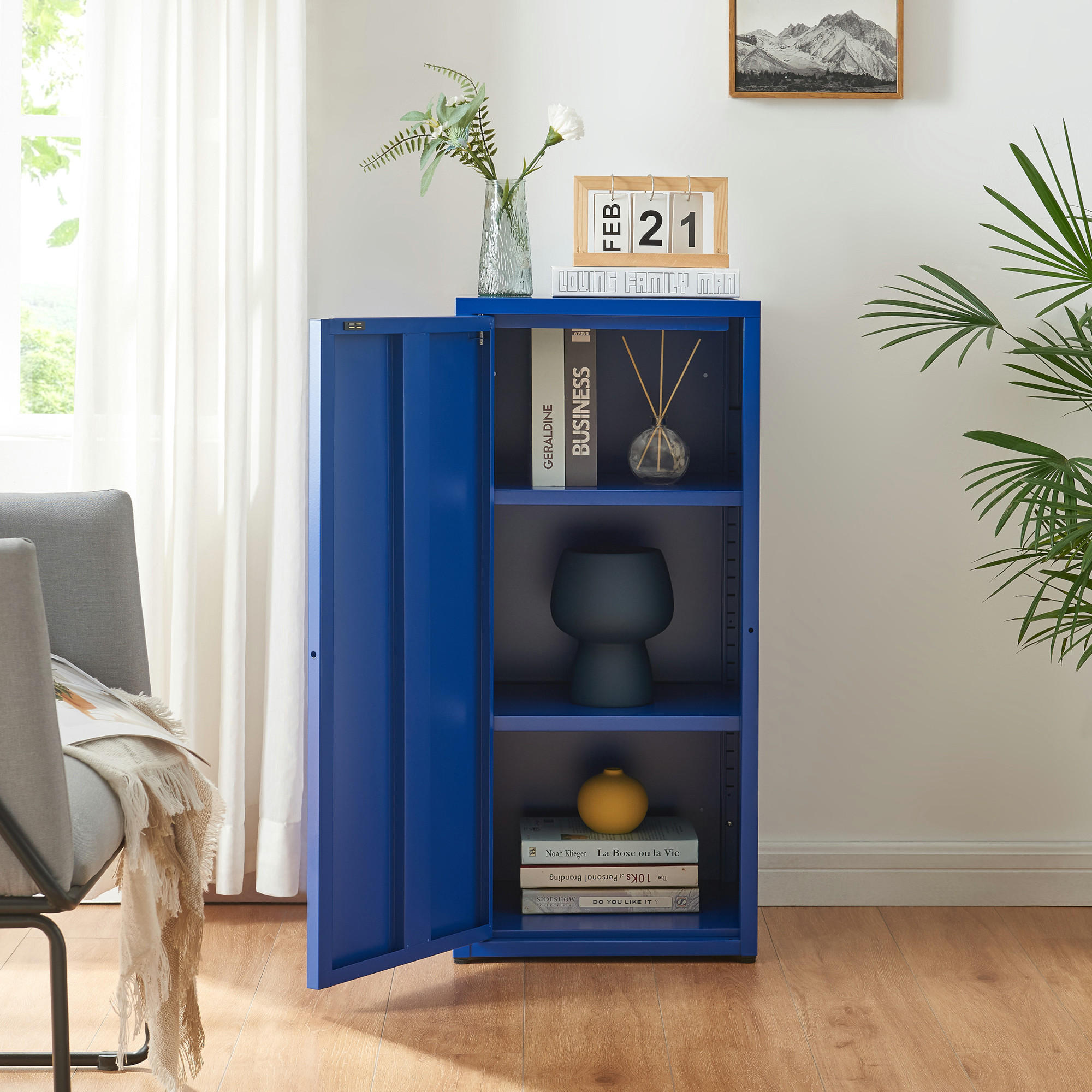 AKTENSCHRANK Burlöv - Blau, Metall (40/88/35cm) - [en.casa]