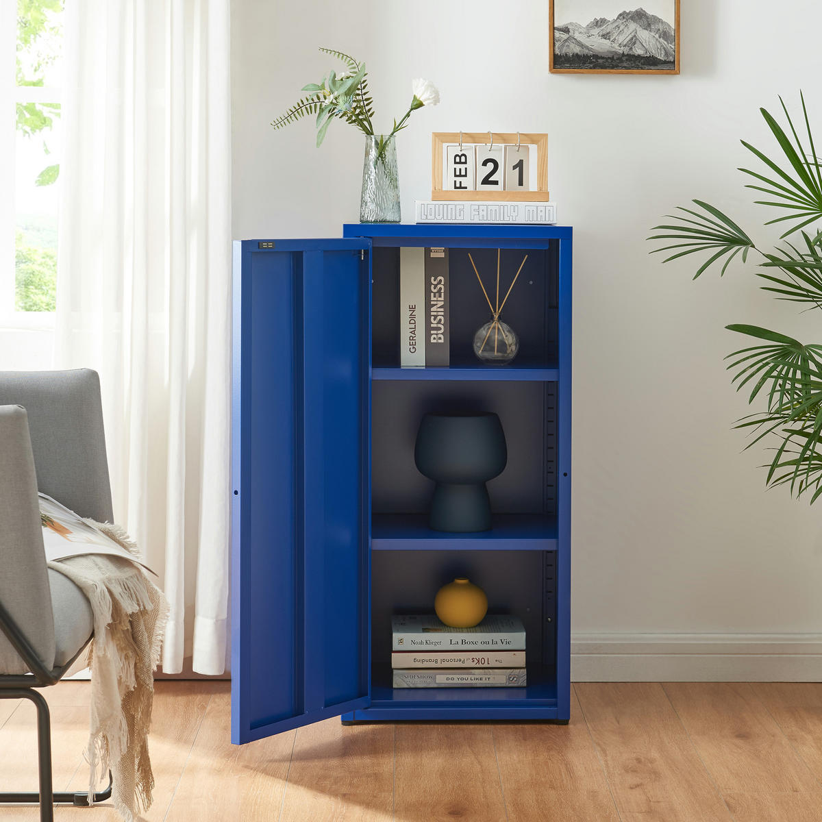 AKTENSCHRANK Burlöv - Blau, Metall (40/88/35cm) - [en.casa]