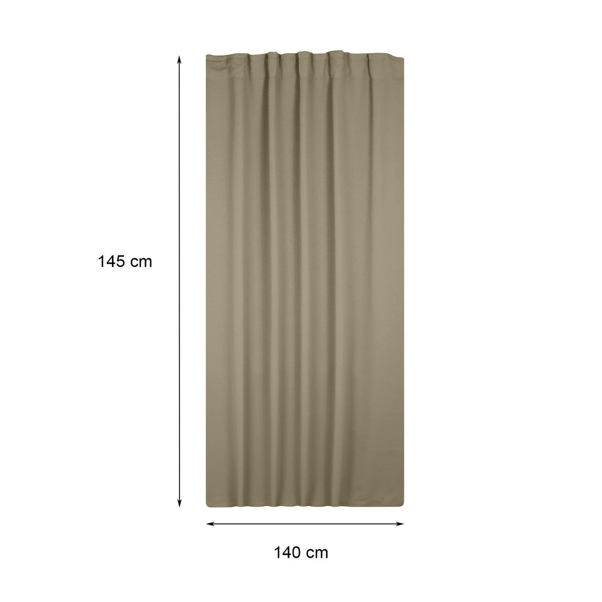 VERDUNKELUNGSVORHANG Kräuselband 140/245 cm Hell Taupe - Taupe, Textil (140/245cm) - TiborTex