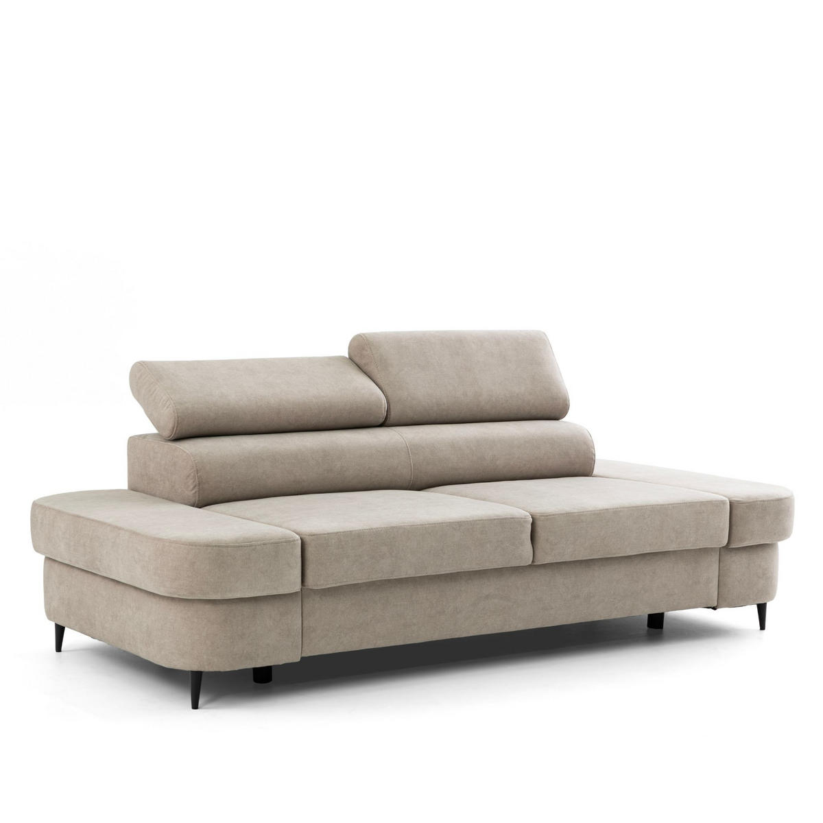 2-SITZER Sofa PRIAM 206 cm Velours Creme - Creme/Schwarz, Holz/Textil (206/95/102cm) - Muffo