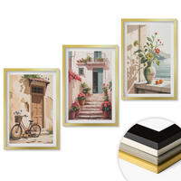 WANDBILDER 3er Set - 40x60 cm Goldrahmen - Straßen, Blumen und Fahrräder - Goldfarben, Kunststoff (40/60cm) - ArtPrintCave