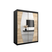 SCHWEBETÜRENSCHRANK 200/150/62 2-türig - Silberfarben/Schwarz, Holz/Kunststoff (150/200/62cm) - Abiks Möbel