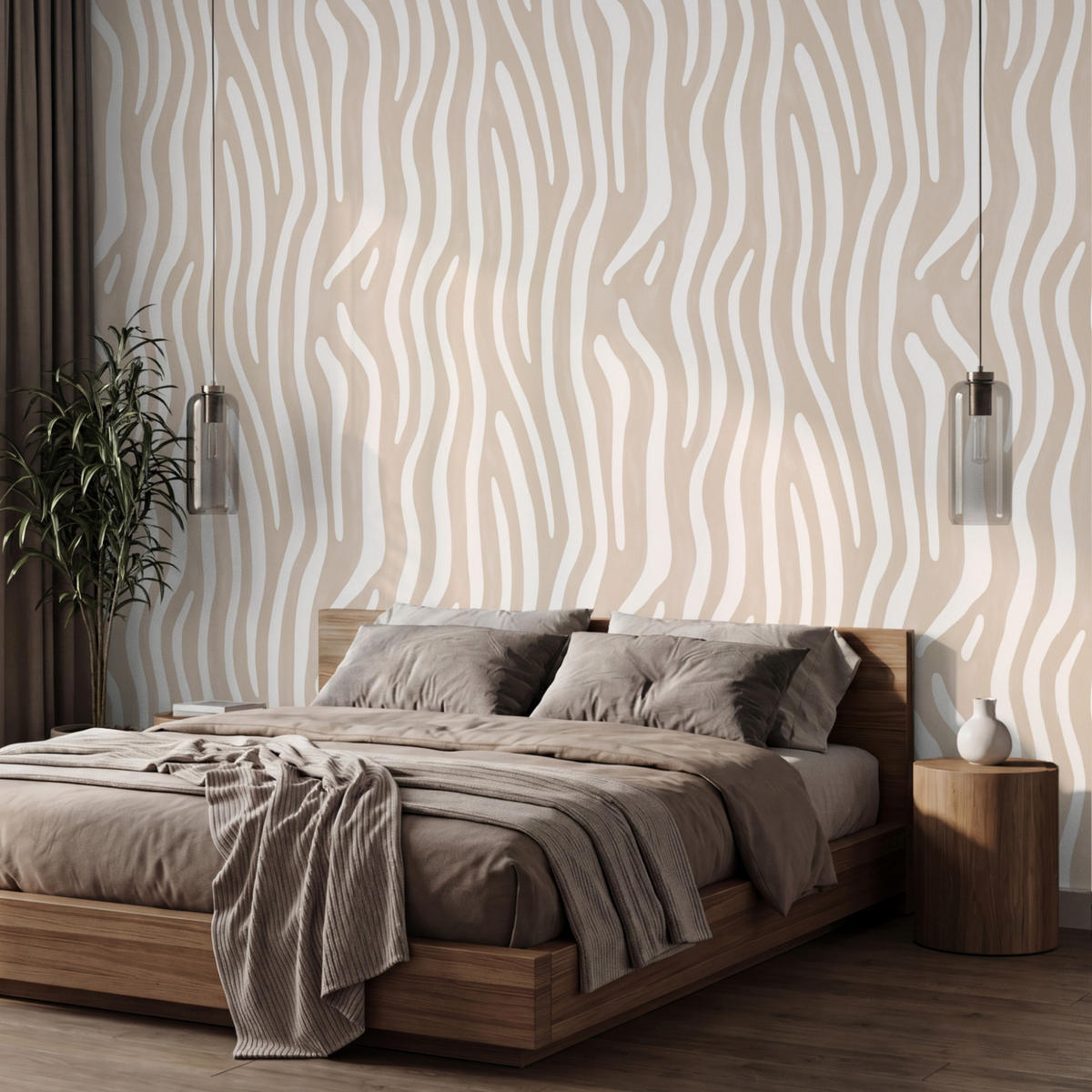 TAPETE - Abstrakt - Zebra - Beige - 400x280 cm - Beige, Papier (400/280cm) - OnlyWow