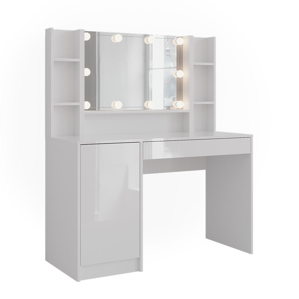 SCHMINKTISCH Sherry Weiß/Weiß Hochglanz 119.8 cm 4 Teile - Weiß Hochglanz, Holzwerkstoff (119.8/76/50.1cm) - Vicco
