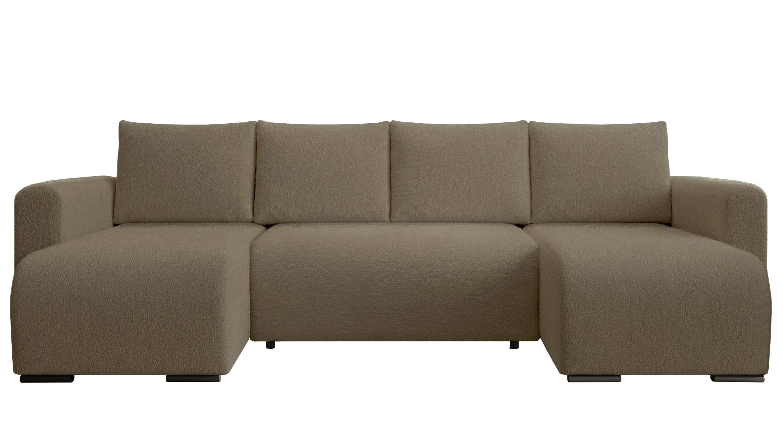 WOHNLANDSCHAFT DORA U mit Bettkasten und Schlaffunktion, U-Form, bequem - Cappuccino, Textil (305/85/140cm) - Storez24