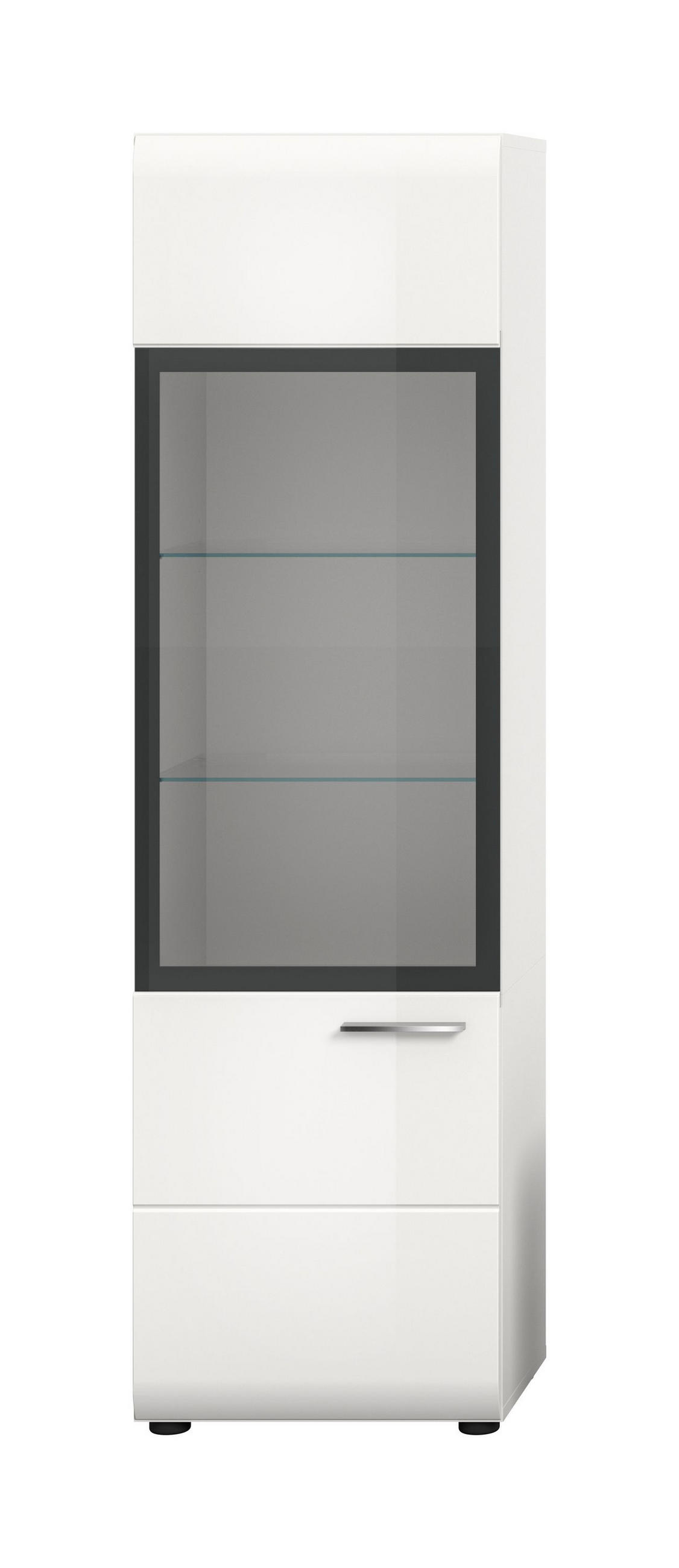 VITRINE ICE (B/H/T: ca. 45/160/34 cm) in Weiß/weiß hochglanz - Weiß, Holzwerkstoff (45/160/34cm)