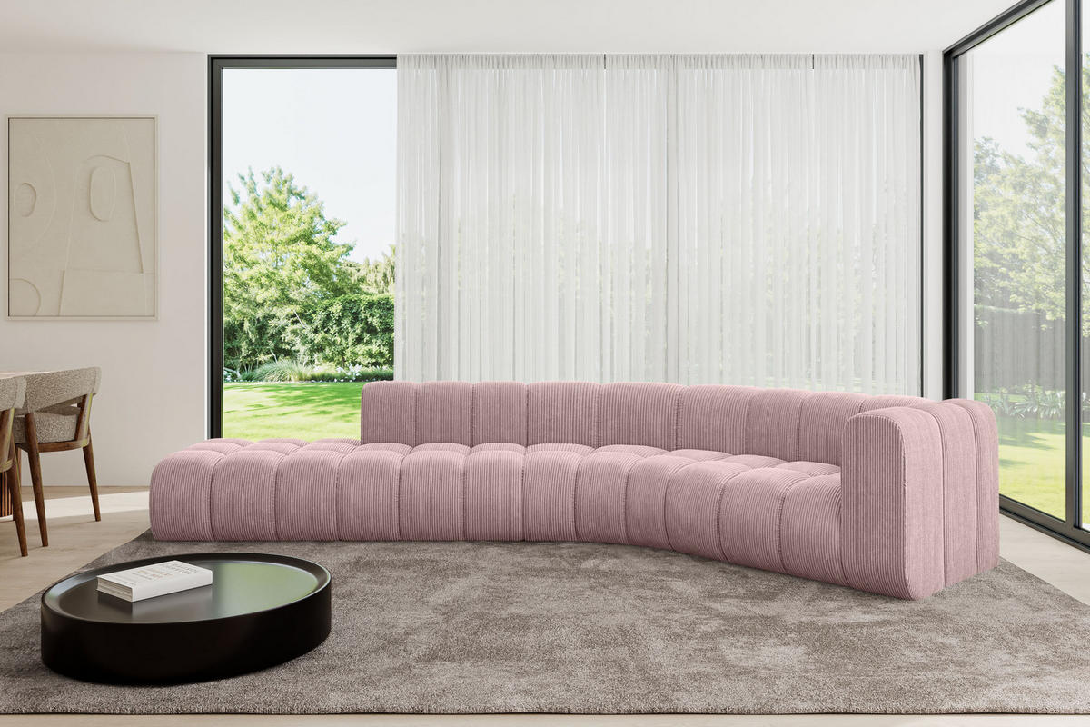 ECKSOFA modulares Sofa Tilmo-L1 - 399x194x70 cm Rosa - Rosa, Holzwerkstoff/Textil (399/194cm) - ALTDECOR